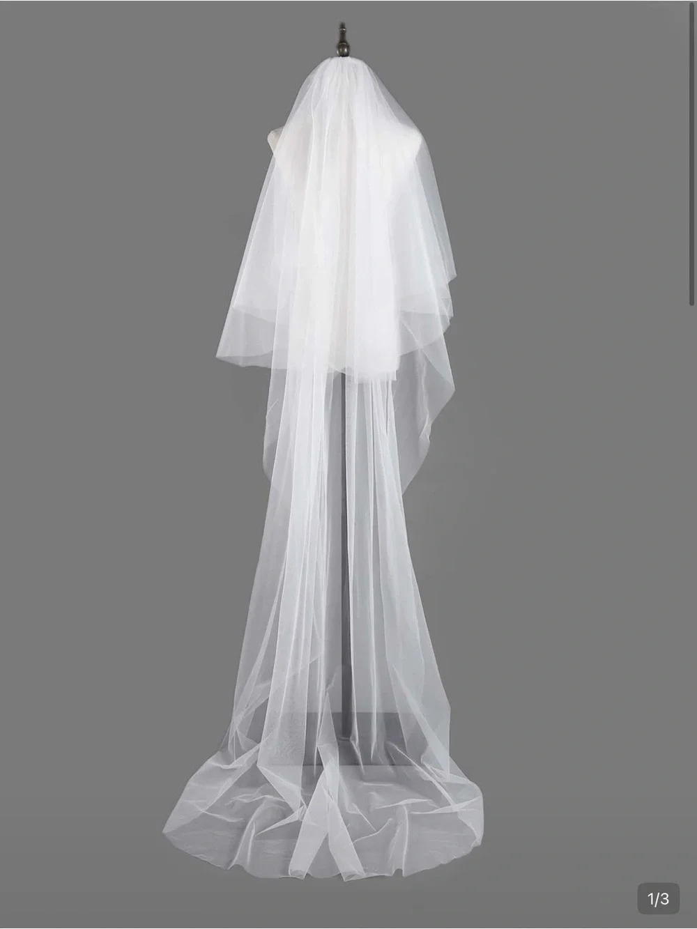Cathedral Length White Tulle Bridal Veil Wedding Veil